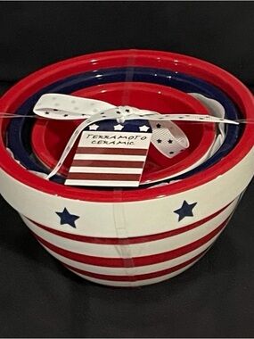 Terramoto Patriotic Nested Bowls, Set of 3 Patriotic Terramoto Bowls